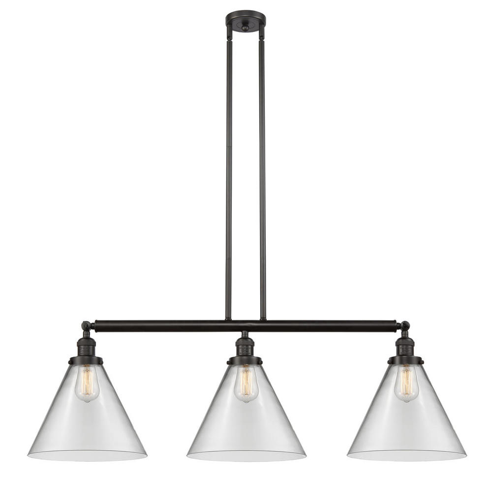 Cone - 3 Light - 44 inch - Oil Rubbed Bronze - Stem Hung - Adjustable Island Light