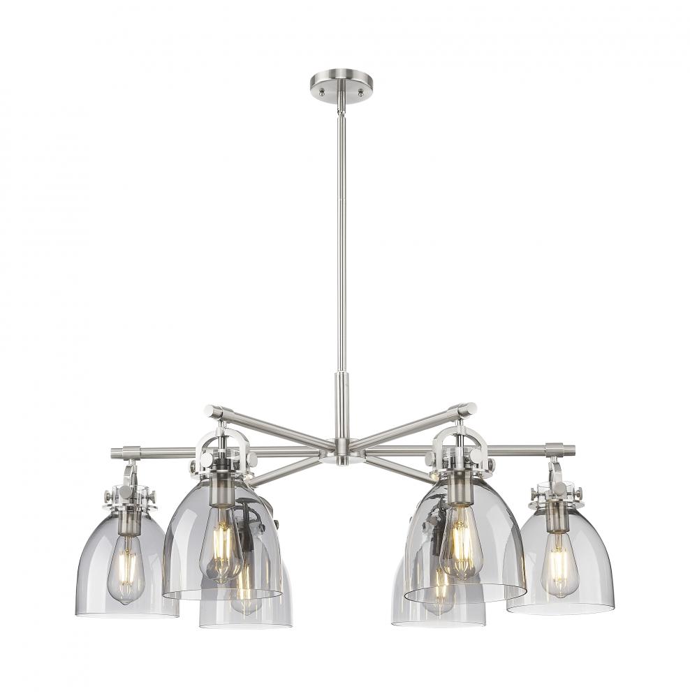 Newton Bell - 6 Light - 26 inch - Satin Nickel - Chandelier
