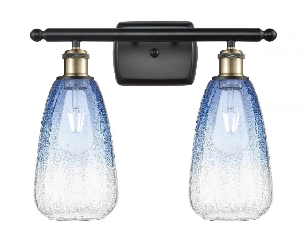 Brookhaven Almond - 2 Light - 16 inch - Black Antique Brass - Bath Vanity Light