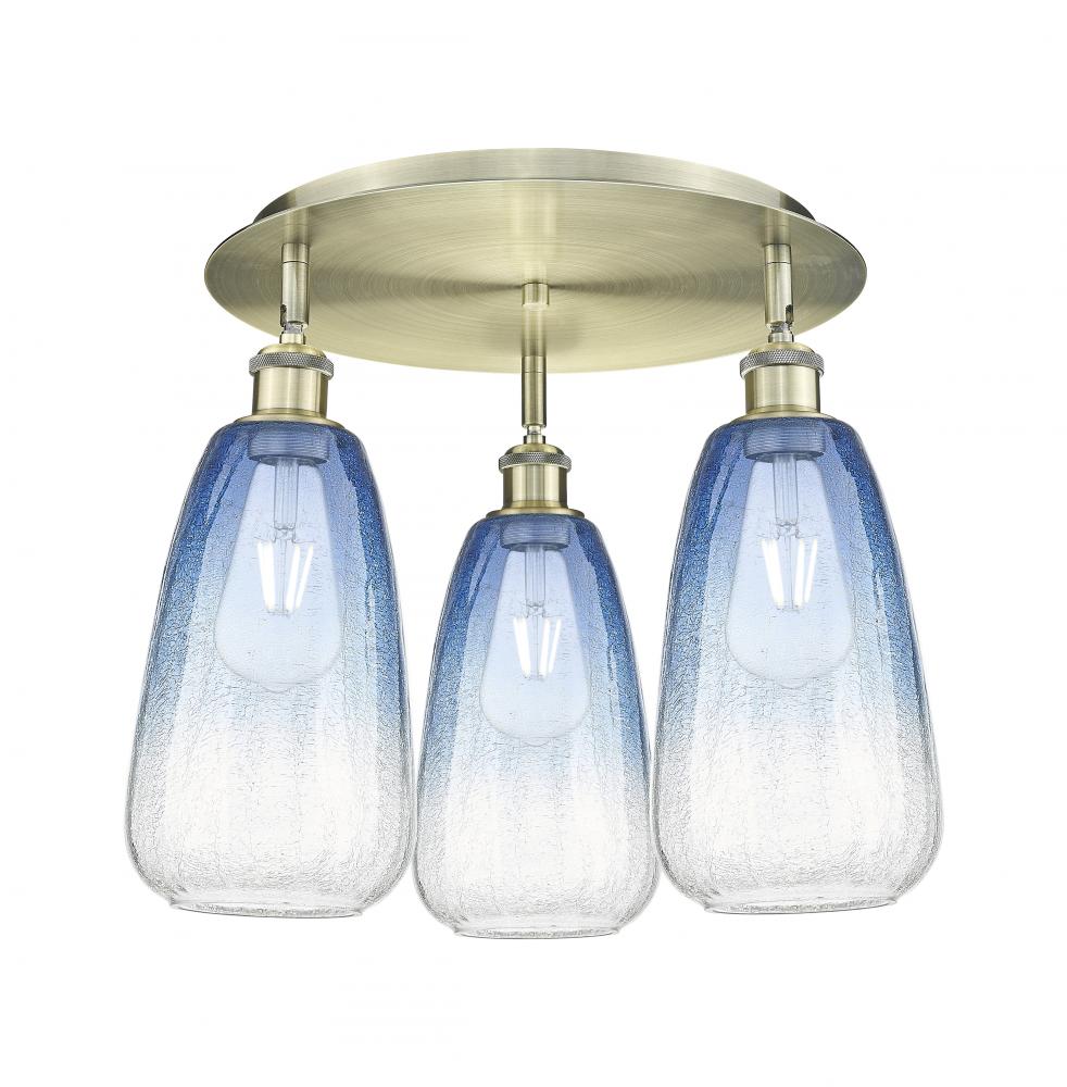 Brookhaven Almond - 3 Light - 18 inch - Antique Brass - Flush Mount