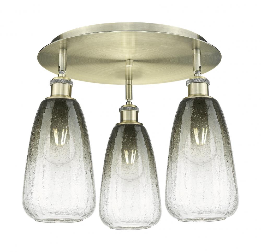 Brookhaven Almond - 3 Light - 18 inch - Antique Brass - Flush Mount