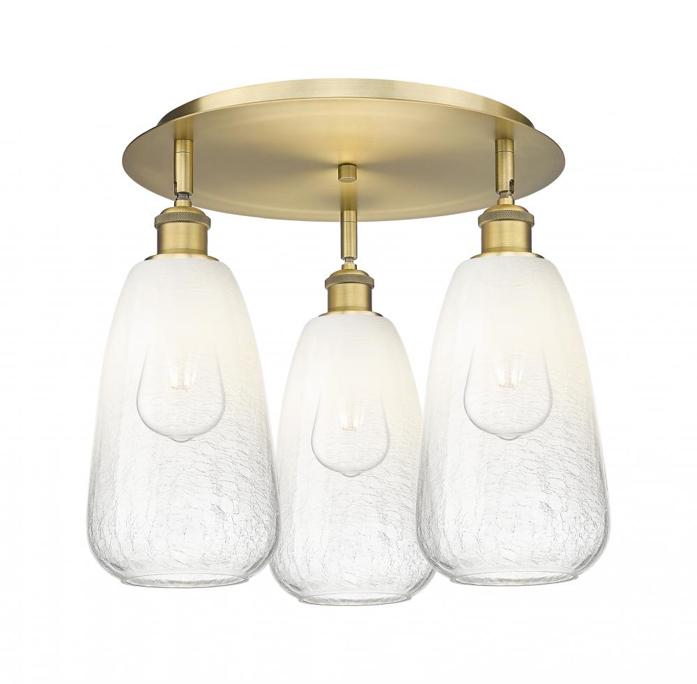 Brookhaven Almond - 3 Light - 18 inch - Brushed Brass - Flush Mount