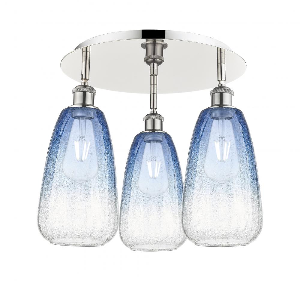 Brookhaven Almond - 3 Light - 18 inch - Polished Nickel - Flush Mount