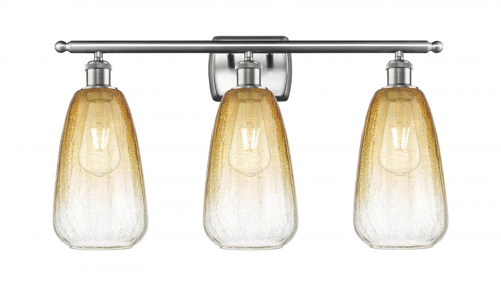 Brookhaven Almond - 3 Light - 26 inch - Brushed Satin Nickel - Bath Vanity Light