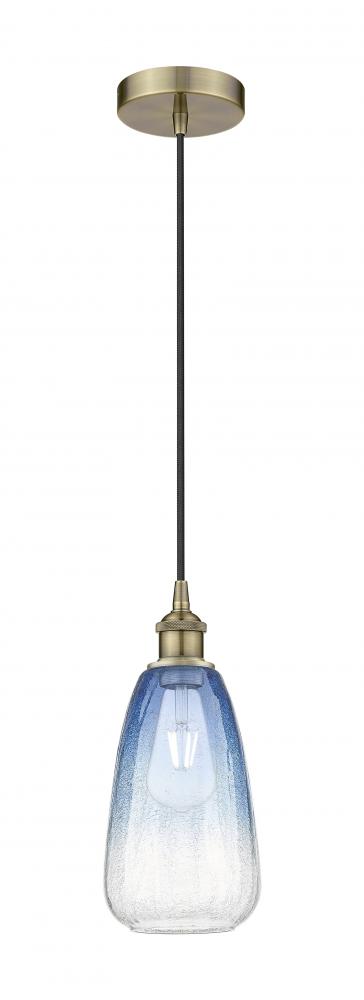 Brookhaven Almond - 1 Light - 6 inch - Antique Brass - Cord hung - Mini Pendant