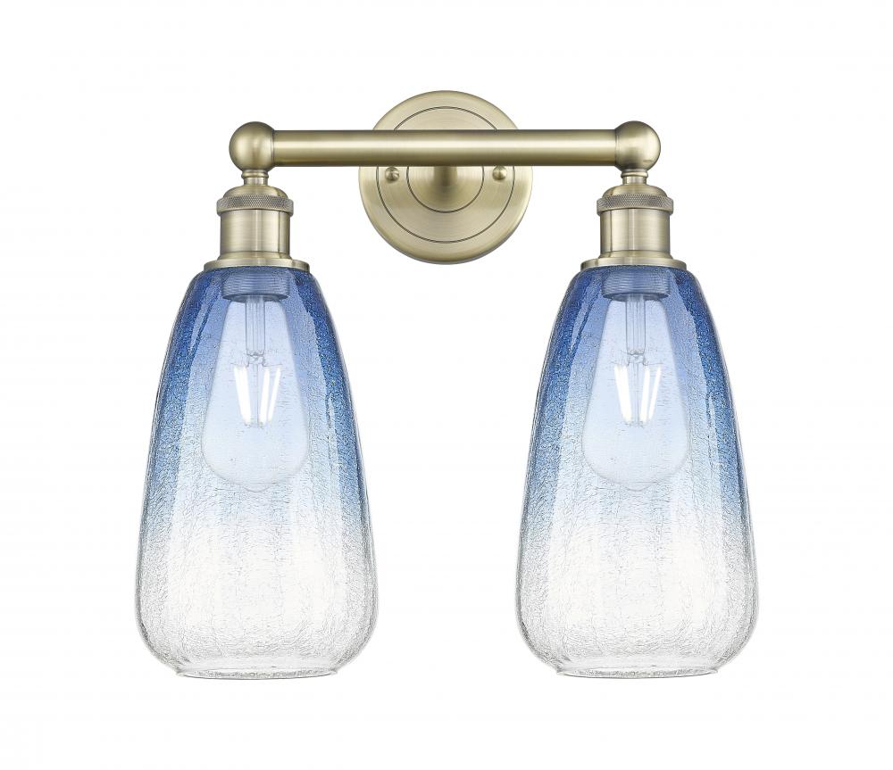 Brookhaven Almond - 2 Light - 15 inch - Antique Brass - Bath Vanity Light