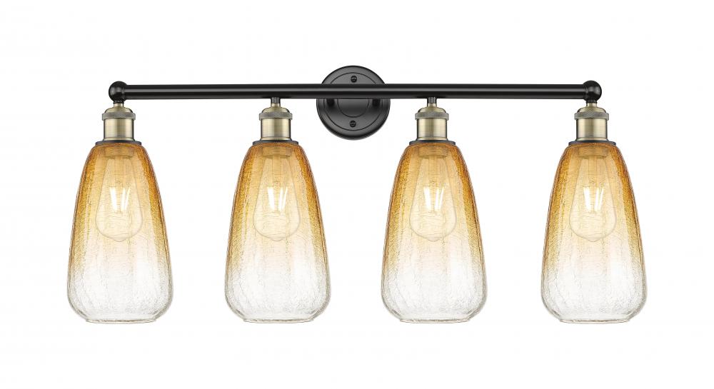 Brookhaven Almond - 4 Light - 33 inch - Black Antique Brass - Bath Vanity Light