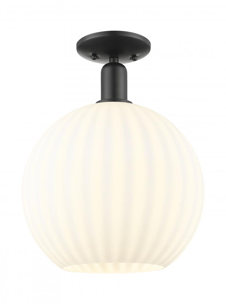 White Venetian - 1 Light - 12 inch - Matte Black - Semi-Flush Mount