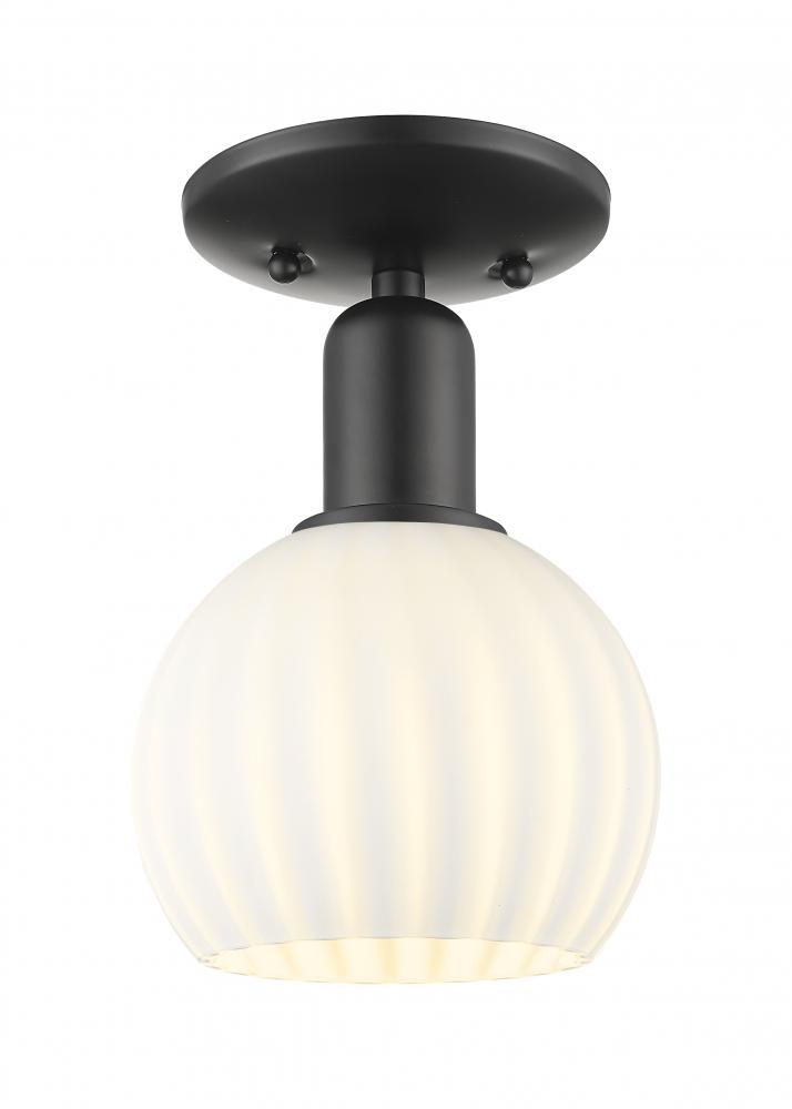 White Venetian - 1 Light - 6 inch - Matte Black - Semi-Flush Mount