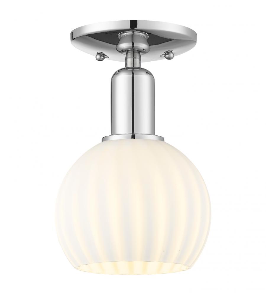 White Venetian - 1 Light - 6 inch - Polished Chrome - Semi-Flush Mount