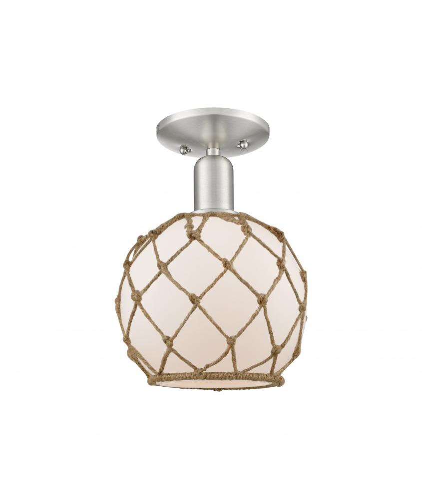 Farmhouse Rope - 1 Light - 8 inch - Brushed Satin Nickel - Semi-Flush Mount