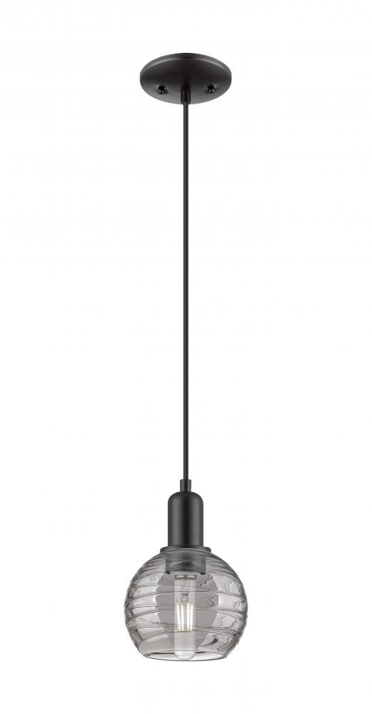 Athens Deco Swirl - 1 Light - 6 inch - Matte Black - Cord hung - Mini Pendant