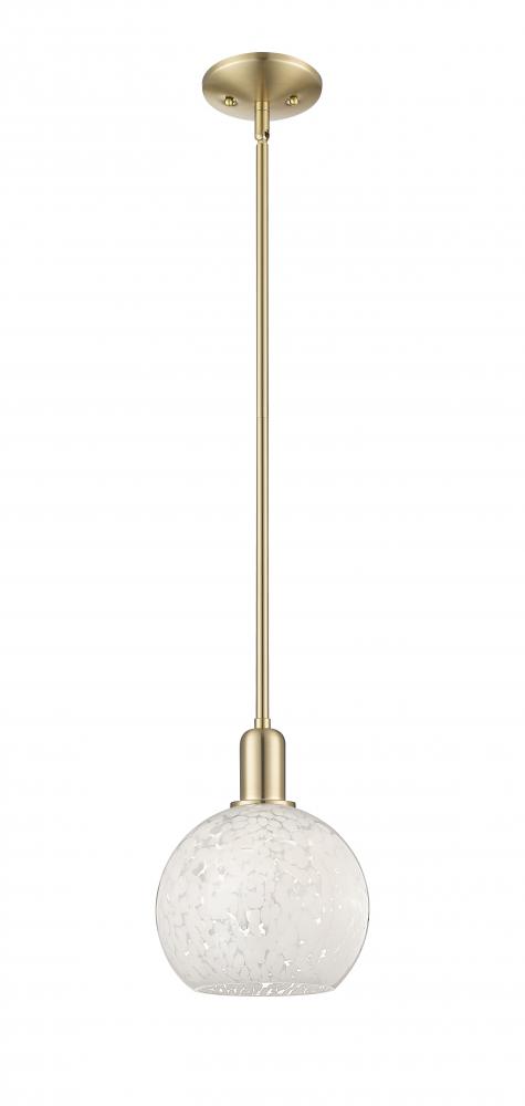 White Mouchette - 1 Light - 8 inch - Champagne Bronze - Stem hung - Mini Pendant