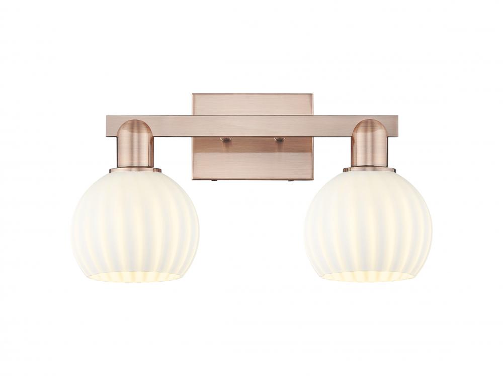 White Venetian - 2 Light - 17 inch - Antique Copper - Bath Vanity Light