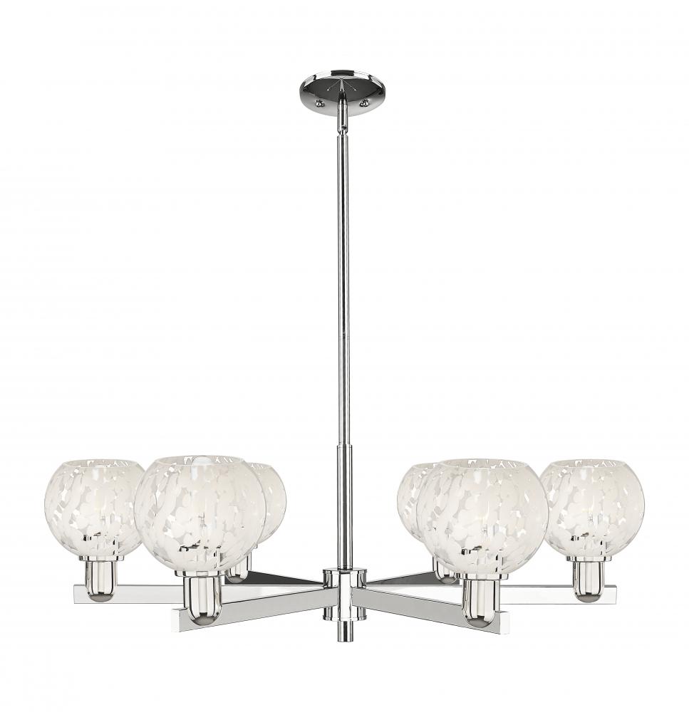White Mouchette - 6 Light - 36 inch - Matte Black - Stem hung - Chandelier