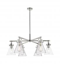Innovations Lighting 410-6CR-PN-G411-7CL - Newton Cone - 6 Light - 26 inch - Polished Nickel - Chandelier