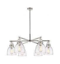 Innovations Lighting 411-6CR-PN-G412-7CL - Newton Bell - 6 Light - 26 inch - Polished Nickel - Chandelier