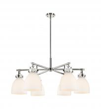 Innovations Lighting 411-6CR-PN-G412-7WH - Newton Bell - 6 Light - 26 inch - Polished Nickel - Chandelier