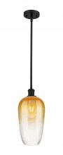 Innovations Lighting 516-1S-BK-G484-7AM - Brookhaven Flute - 1 Light - 7 inch - Matte Black - Stem hung - Mini Pendant