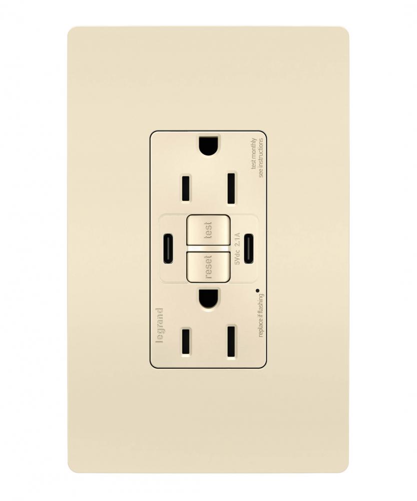 radiant Tamper-Resistant 15A Duplex Self-Test GFCI Receptacles wt SafeLock Protection, Type C/C