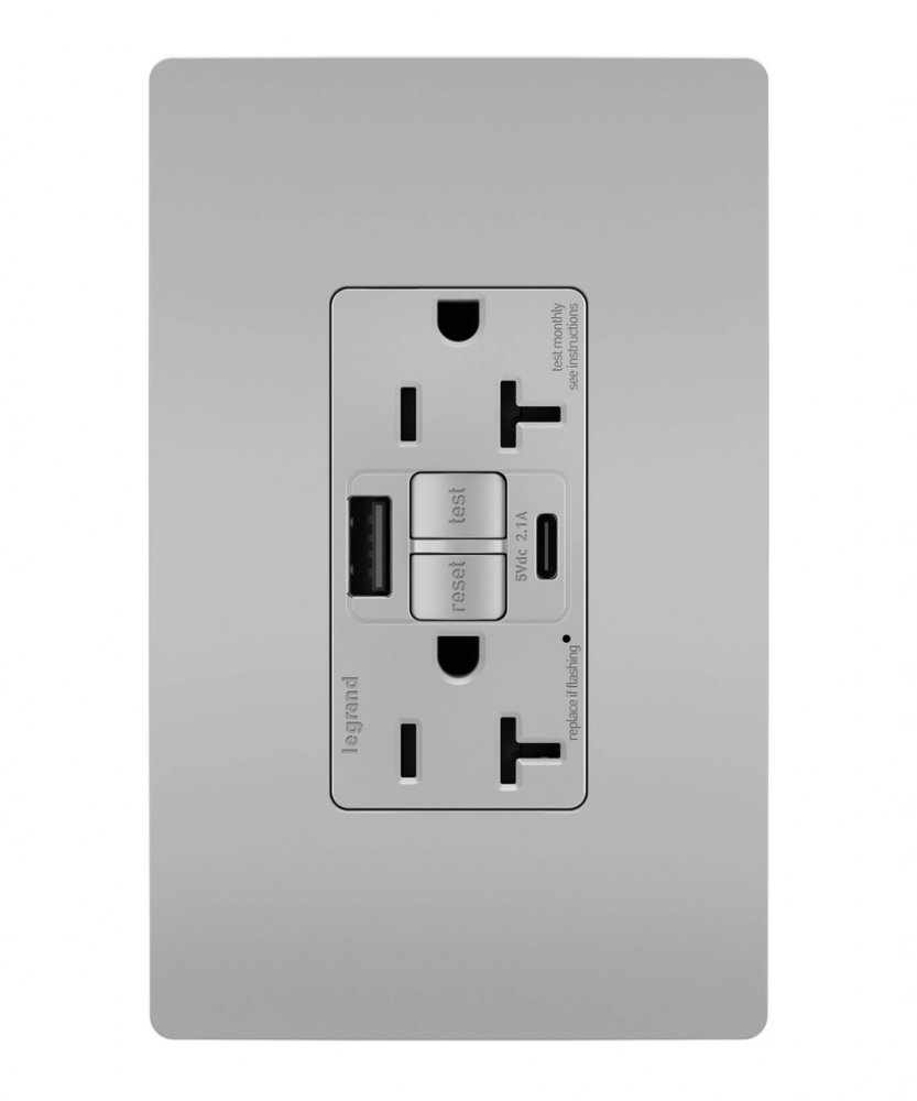radiant Tamper-Resistant 20A Duplex Self-Test GFCI Receptacles wt SafeLock Protection, Type A/C