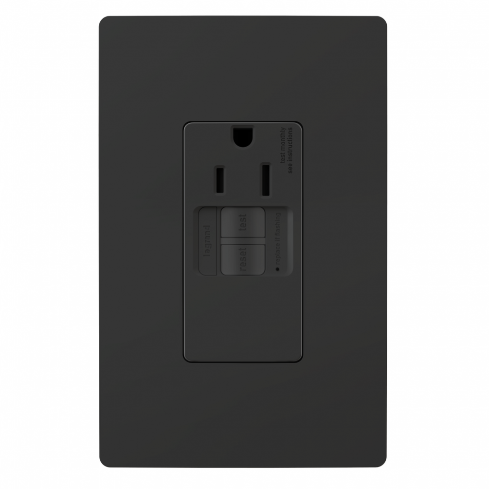radiant Tamper-Resistant 15A Simplex Self-Test GFCI Receptacles with SafeLock, Black (10 pack) (10 pack)