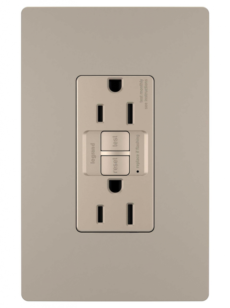 radiant Tamper-Resistant 15A Duplex Self-Test GFCI Receptacles wt SafeLock Protection, Nickel CC