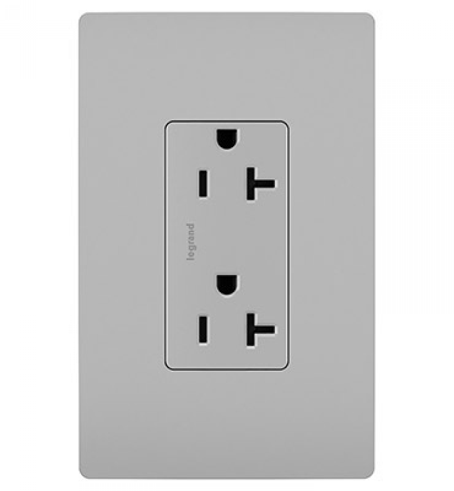radiant Spec Grade 20A Tamper-Resistant Receptacle, Gray