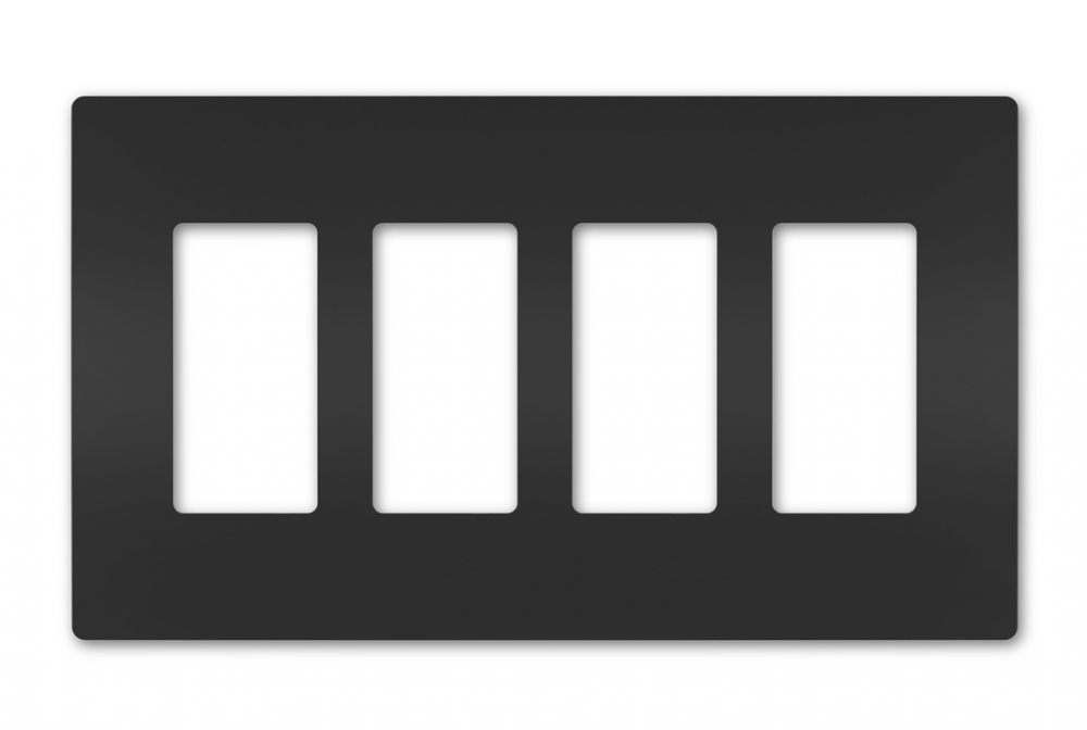 radiant Four-Gang Screwless Wall Plate, Black