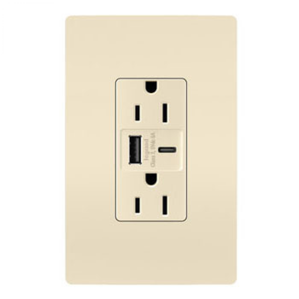 radiant 15A Tamper-Resistant Ultra-Fast USB Type A/C Outlet, Light Almond (10 pack) (10 pack)